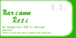 mariann reti business card